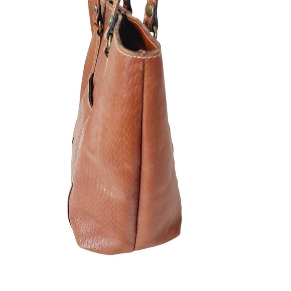 Patricia Nash Benvenuto Heritage Tote Tan Leather Shoulder Bag Turn Lock Closure - Picture 7 of 16